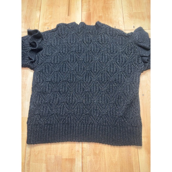 Old Navy Women's Black Sparkle Knit Sweater Cold Shoulder Ruffle Sleeve XX Large - Picture 5 of 5